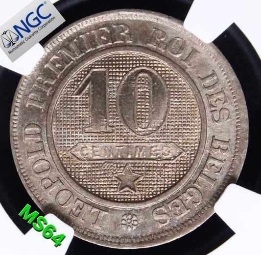 10 Centime 1864. Belgium Coin. KM-22. UNC NGC MS64