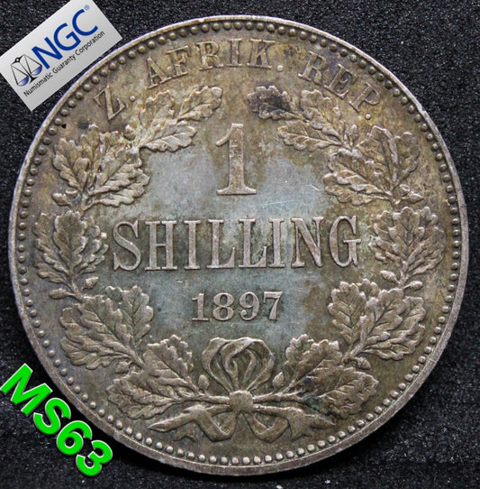 1897 SOUTH AFRICA 1 SHILLING .NGC MS 63