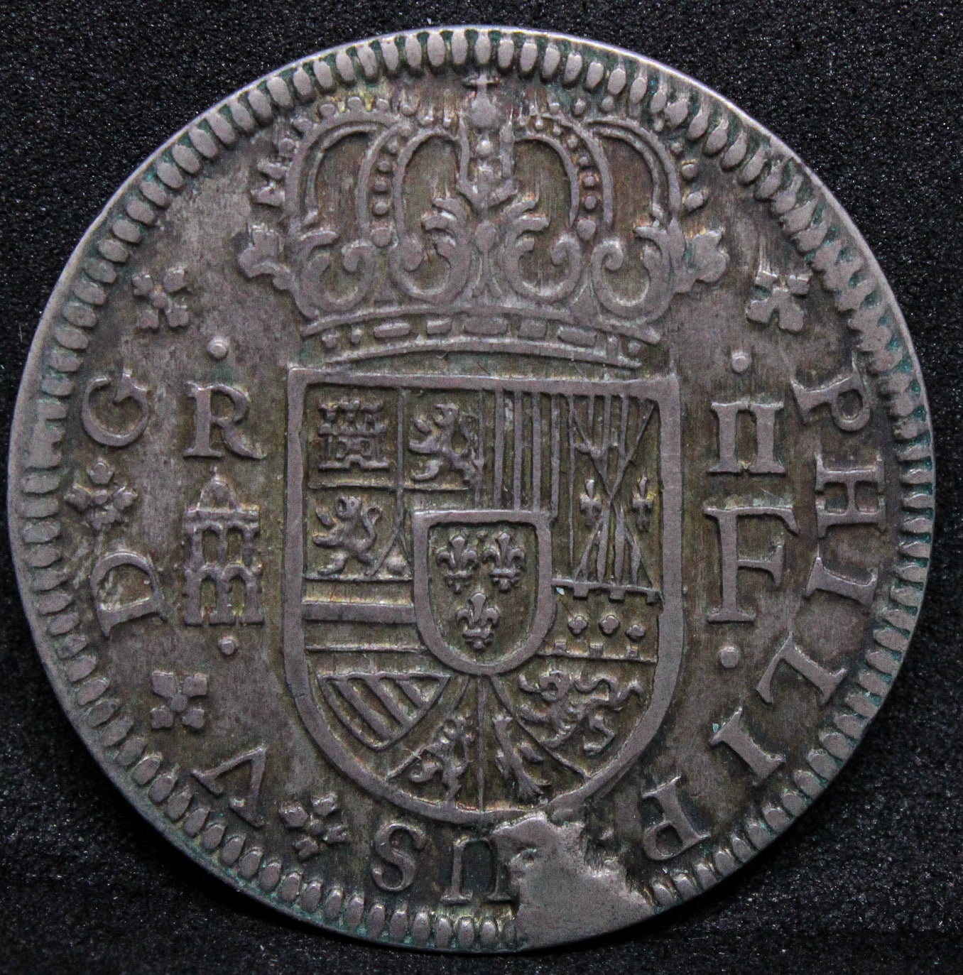 1719 F SPAIN 2 REAL SEGOVIA .NGC AU 55, TOP POP