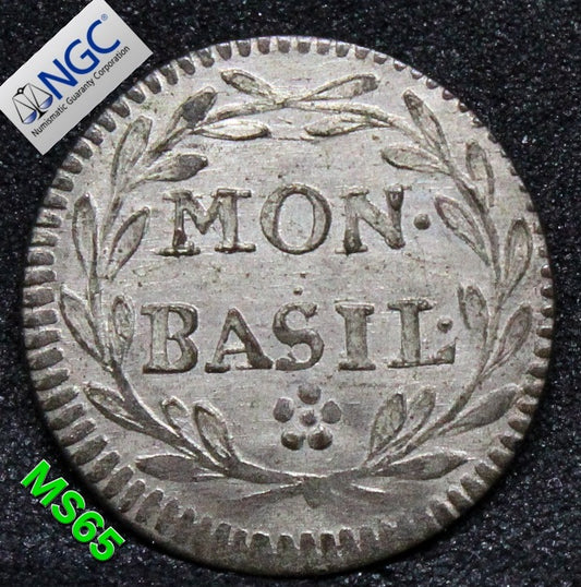 (1750) SWITZERLND RAPPEN BASEL - "MON BASIL" .NGC MS 65