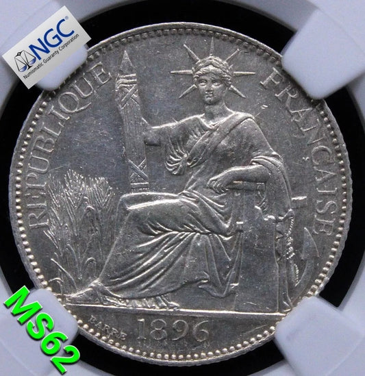 1896-A 20 Cent, French Indo-China Lec-197 Fasces. UNC NGC MS62