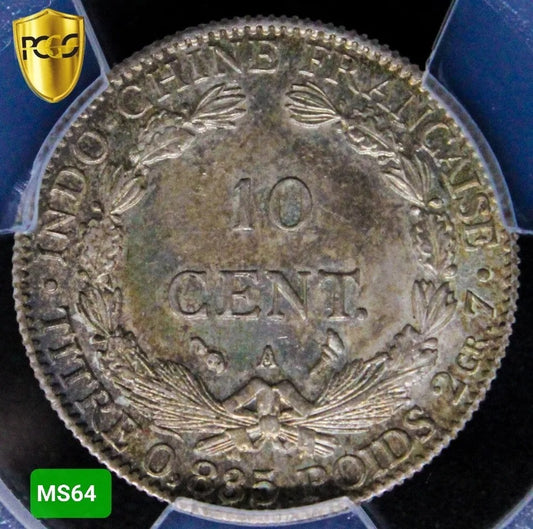 10 Cents 1902-A, Indo-China. KM-9. PCGS MS64