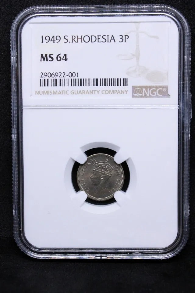 3 pence 1949, Southern Rhodesia. KM-20 UNC NGC MS64