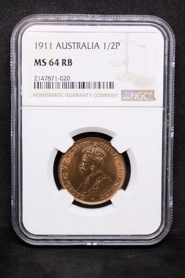 1/2 Penny 1911. Australia. KM-22. UNC NGC MS64 RB