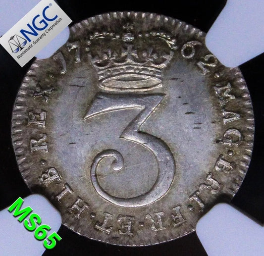 3 pence Maudy issue, 1762, George III. S.3753. BU NGC MS65