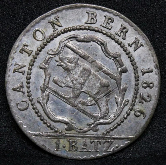 1 Batz 1826, Canton of Bern- Switzerland. struck on 1798 4 Kreuzer. KM-194 BU #2