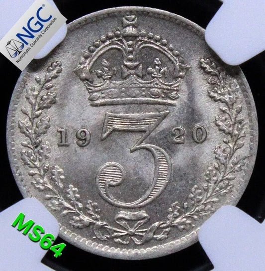 3 pence (maundy issue) 1920. George V. S.4018. UNC NGC MS64