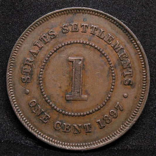 1 cent 1897 straits settlements. Queen victoria. KM-16