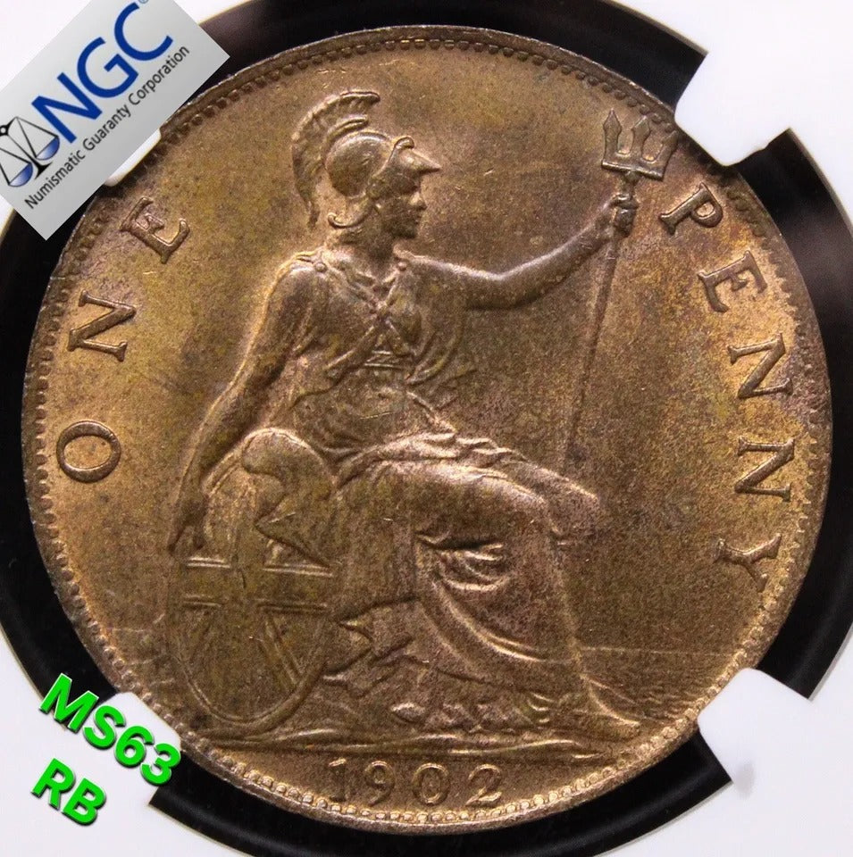 1 Penny 1902. Edward VII. High Tide. S.3990. BU NGC MS63 RB