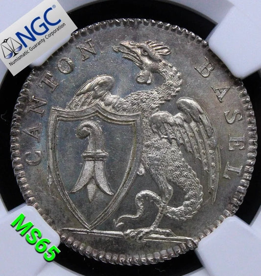 5 Batzen 1809, Basel, Swiss Cantons. KM-199. UNC NGC MS65