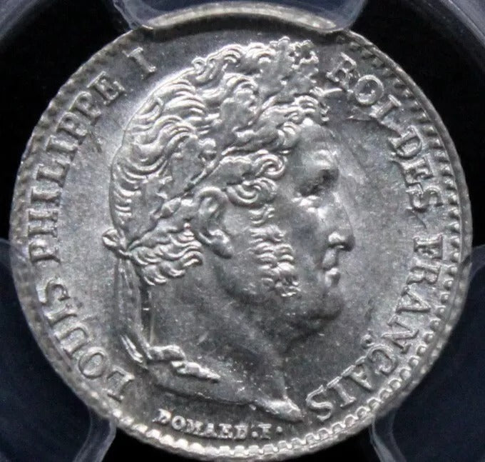 1/4 Franc 1844-A. France. King Louis Philippe. KM-740.1. PCGS MS65