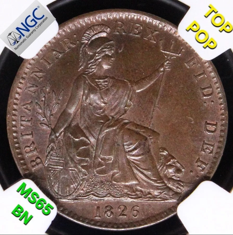 Farthing 1826, George IIII. S.3822. UNC NGC MS65 BN Top POP