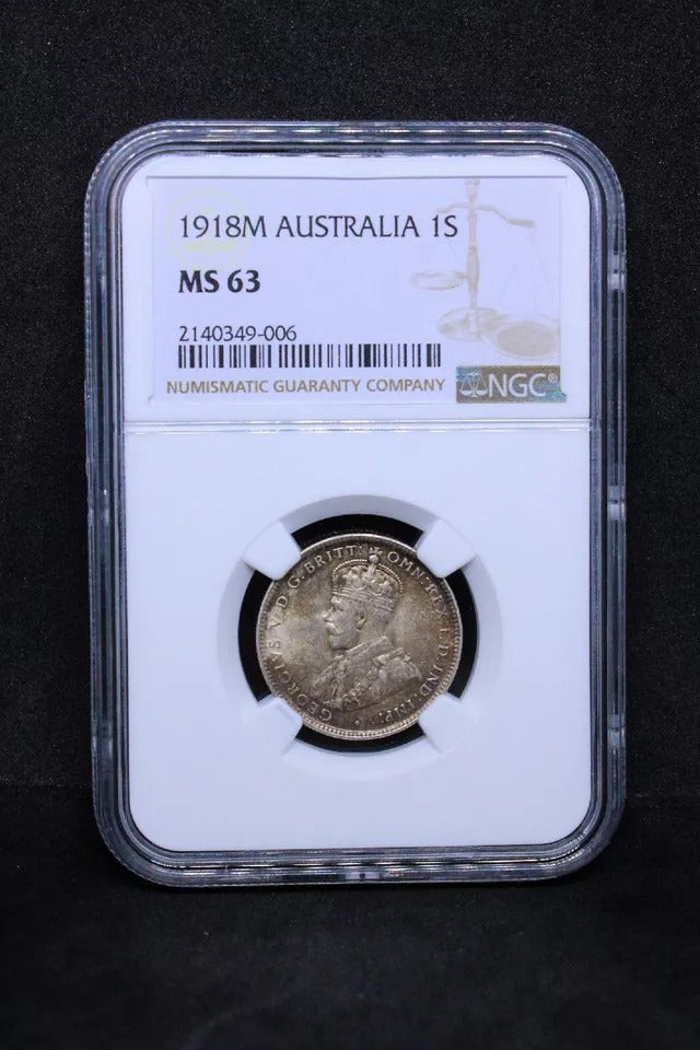 1 shilling 1918-M. Australia George V. KM-26. UNC NGC MS63