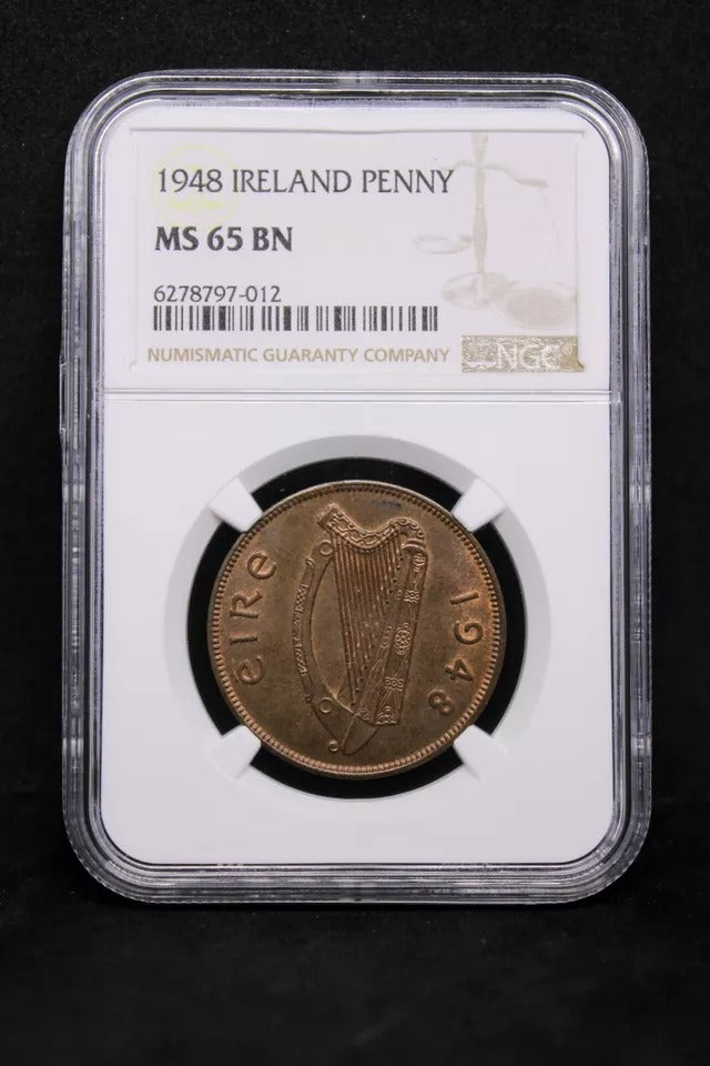 1 Penny 1948, Ireland Republic. KM-11. NGC MS65 BN . UNC