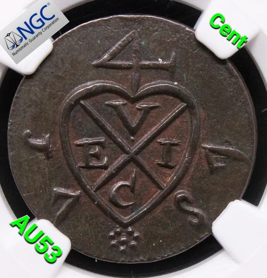 1 Cent 1787 Penang, East India Company. KM-4. NGC AU53