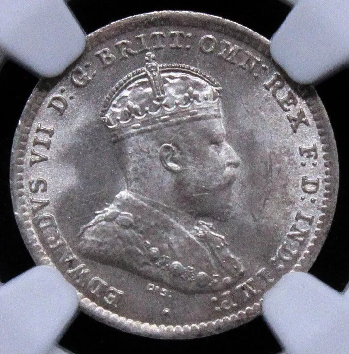 1910 3 Pence, Australia Silver Coin. King Edward Vii. BU NGC MS63 KM-18