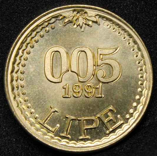 0.05 Lipe 1991, Slovenia token. very rare double struck. KM-X#?Tn6 4k .mintage