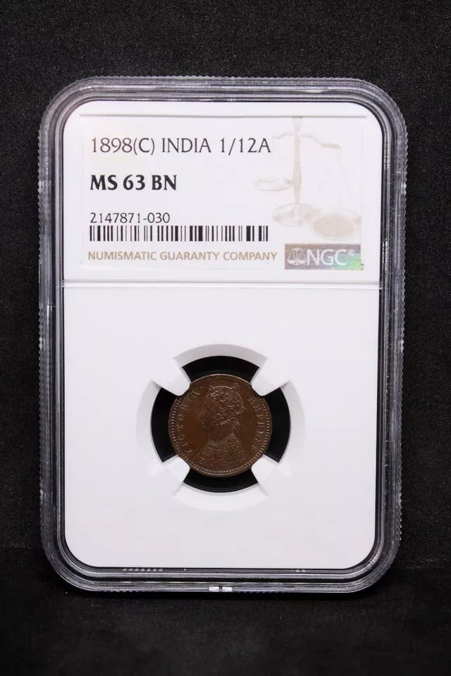 1/12 Anna 1898. British-India. KM-483. UNC NGC MS63 BN