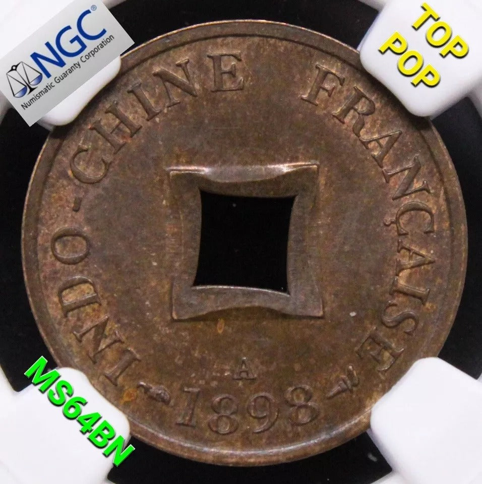 2 sapeque 1898, French Indo-China. KM-2. UNC NGC MS64BN