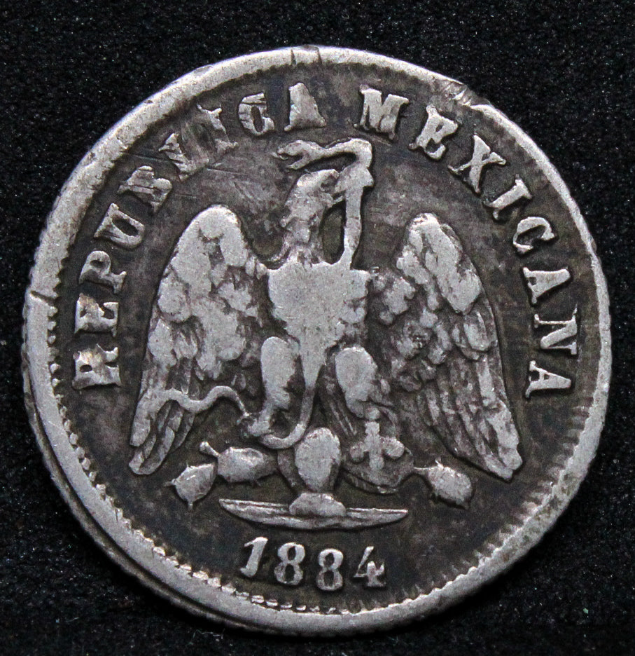 1884 Mexico 10 Centavos. Ga-H Guadalajara Mint. KM-403.