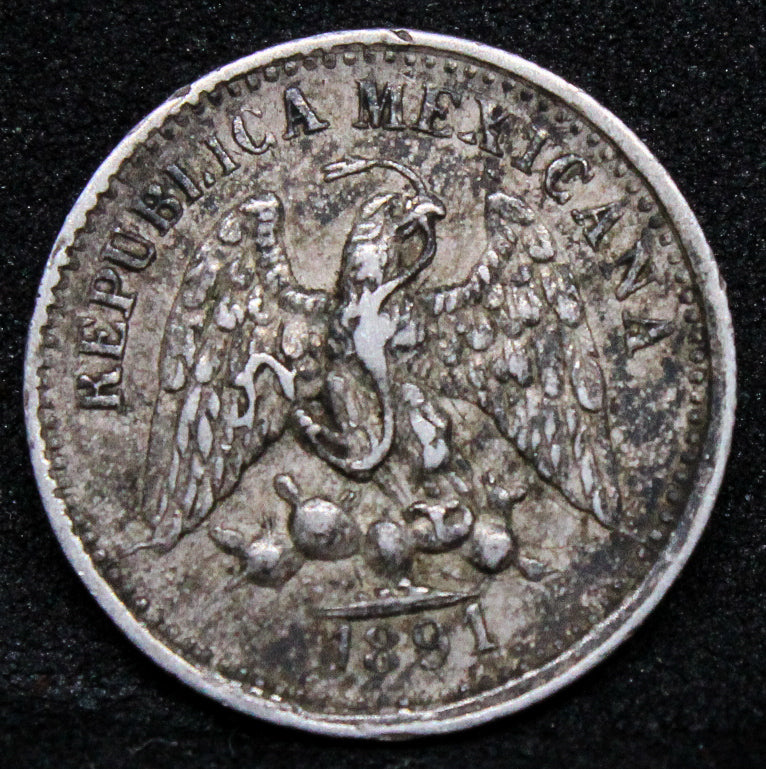 1891 Mexico 5 Centavos, Zs-Z,  Zacatecas Mint. KM-398