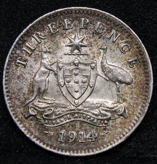 1914 Australia 3 Pence. George V. KM-24. UNC