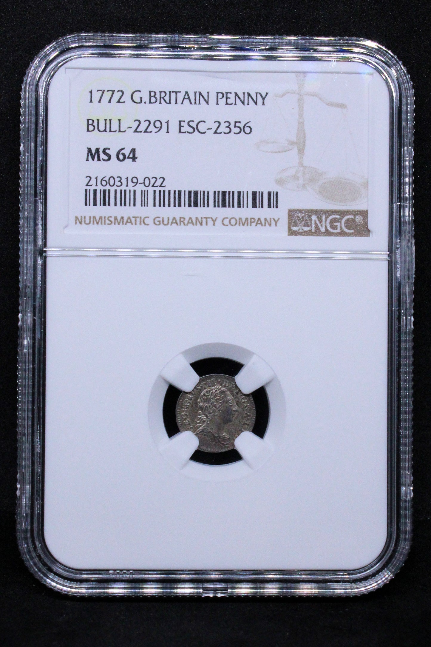 1772 G.BRITAIN Maundy PENNY, George III BULL-2291 ESC-2356 .NGC MS 64, TOP POP