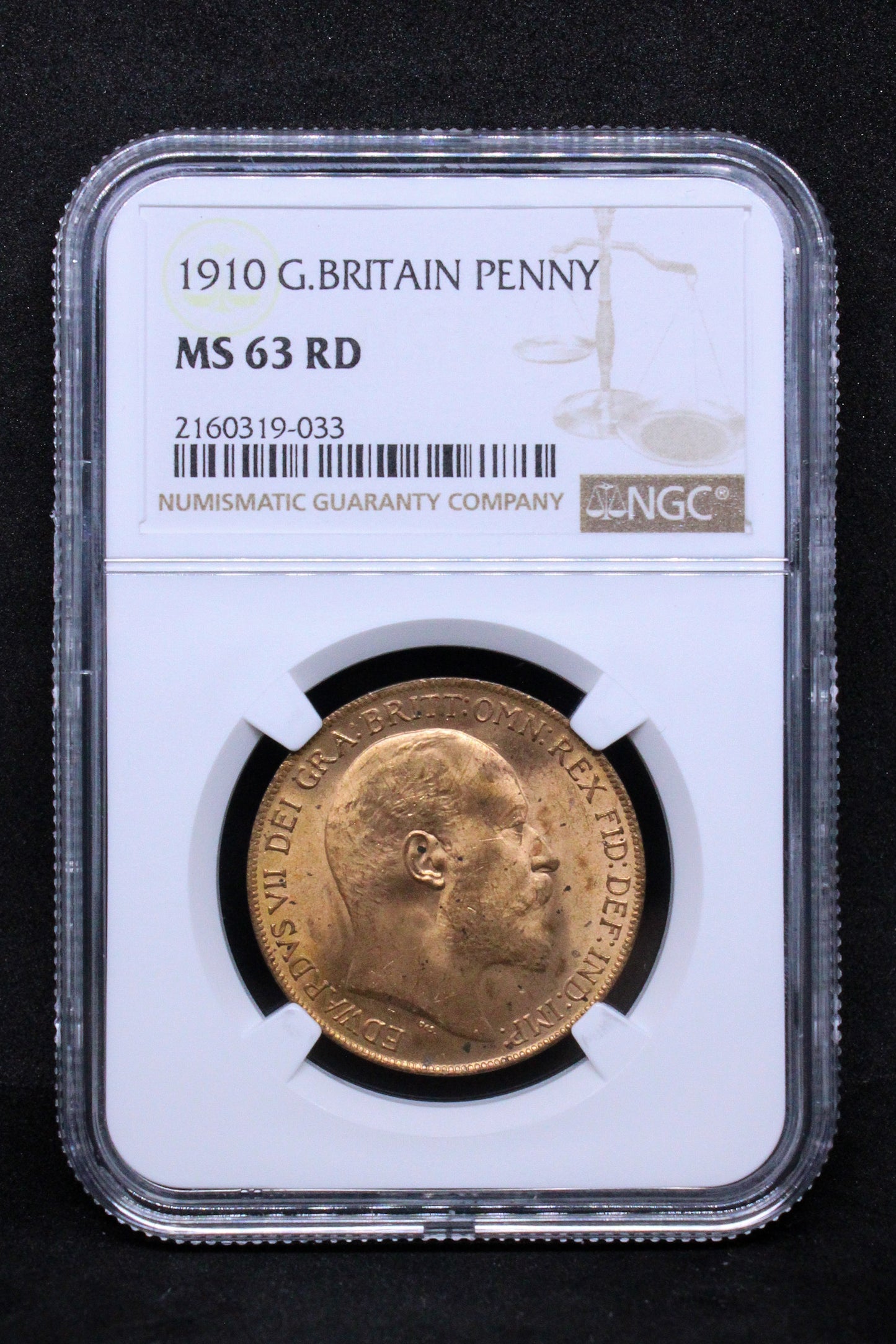 1910 G.BRITAIN PENNY .NGC MS 63 RD Edward Vii