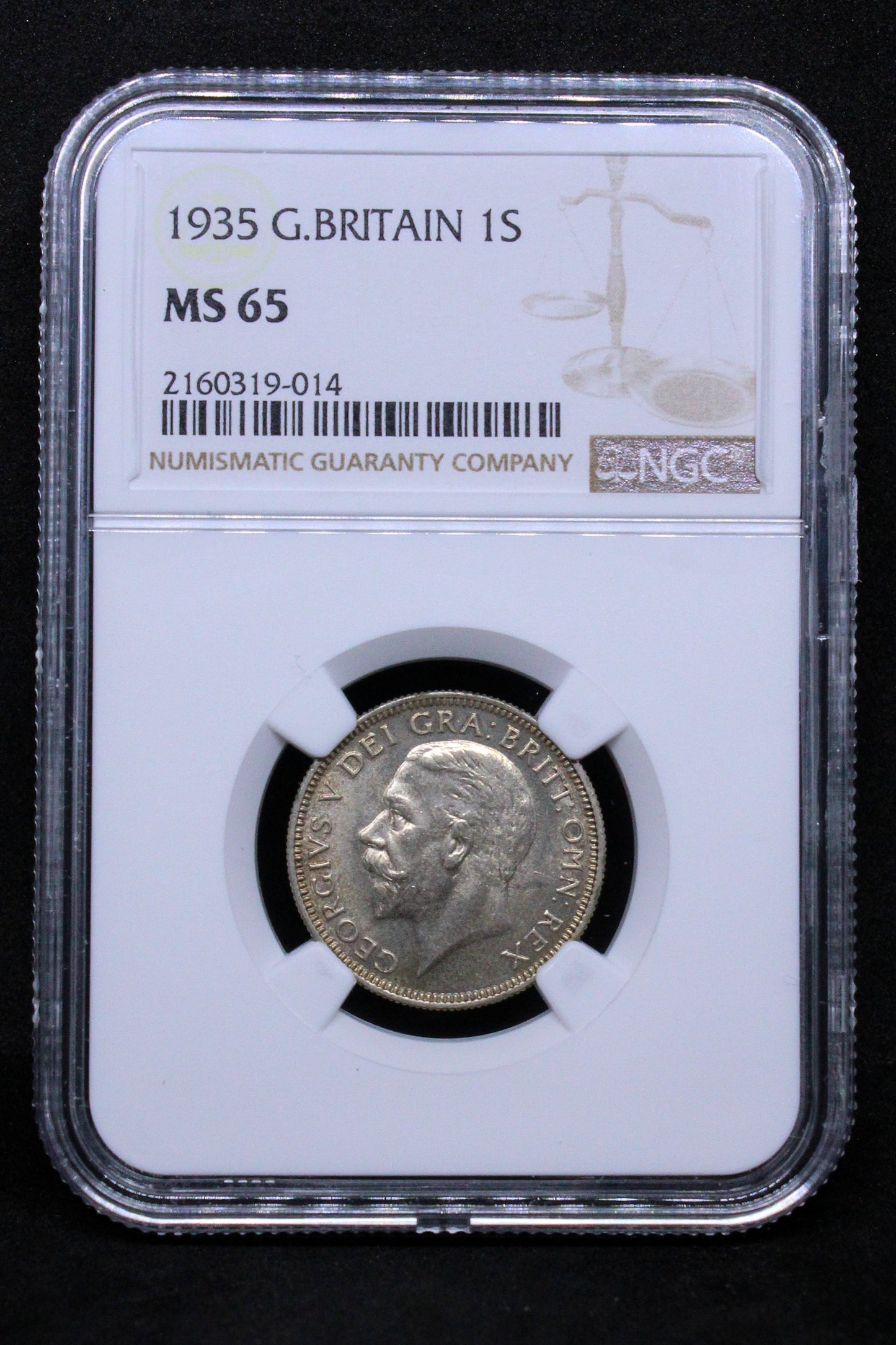 1935 G.BRITAIN 1 SHILLING George V .NGC MS 65