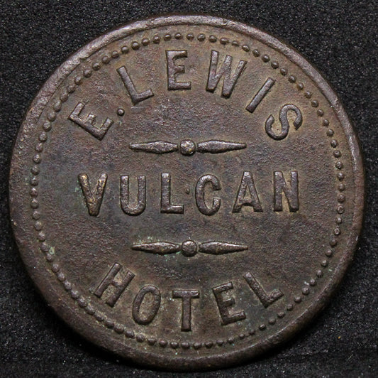 E. Lewis-Vulcan Hotel 3 pence token .