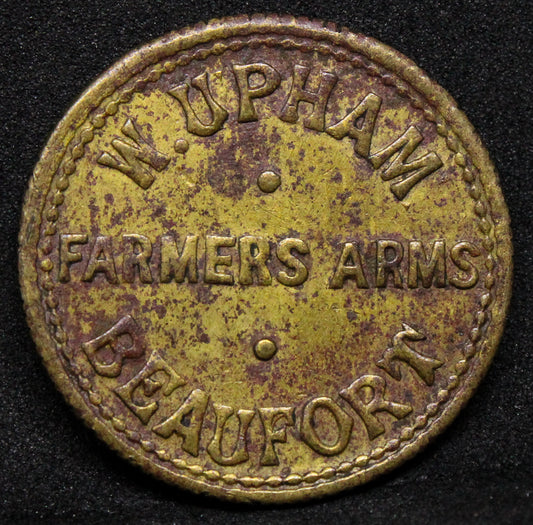  Beaufort, Farmers' Arms, W[illiam] Upham, brass Threepence, 23mm (Cox 964; Stanton 627; Todd 57) 