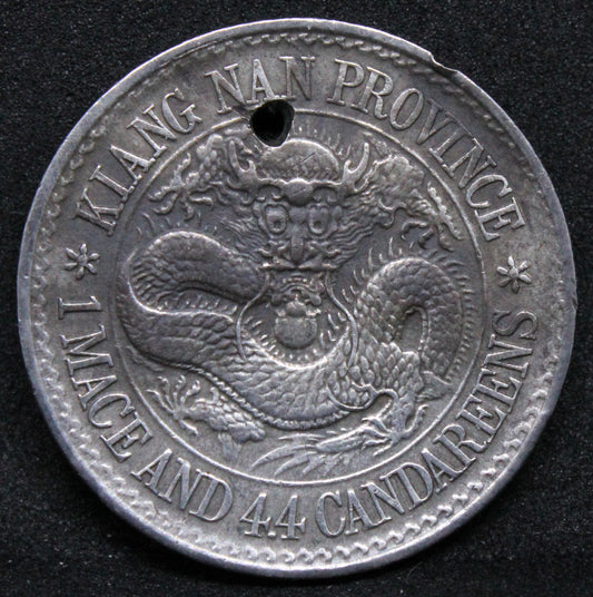 1897 20 cents, Kiangnan Province, China/Chinese Silver Coin . AU, Holed