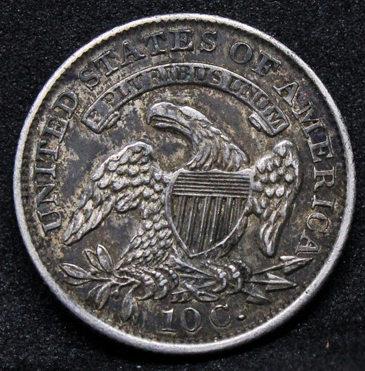 1833 10 cents (dime) USA Capped Bust, united states silver coin, toned aUNC