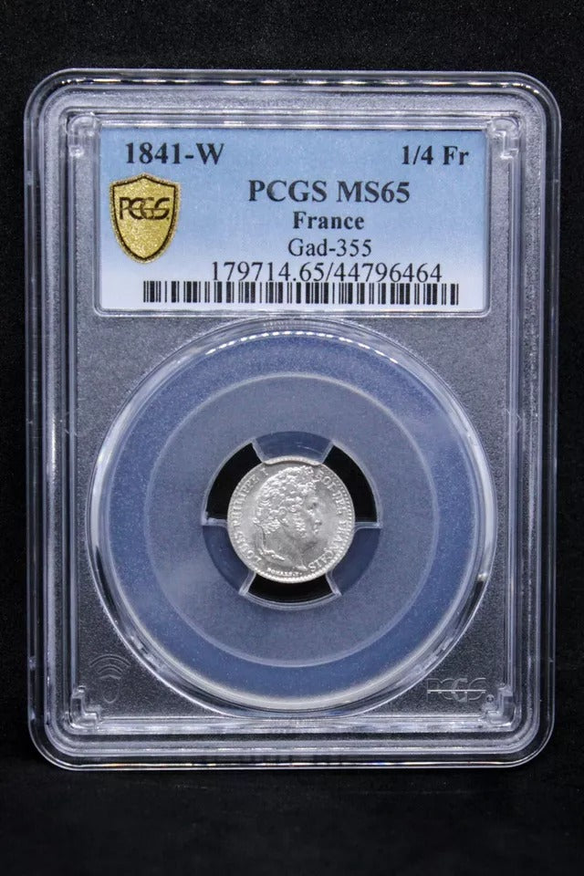 1/4 Franc 1844-A. France. King Louis Philippe. KM-740.1. PCGS MS65