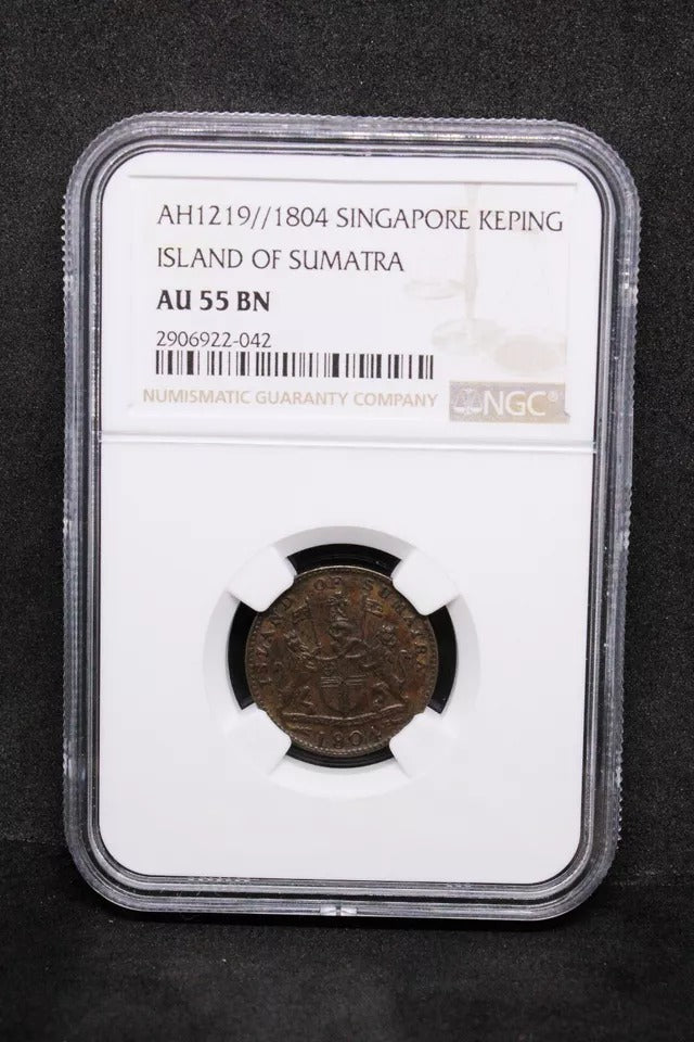 1804/1219 Netherlands East Indies SUMATRA, ISLAND OF Keping KM# Tn1. NGC AU58 BN