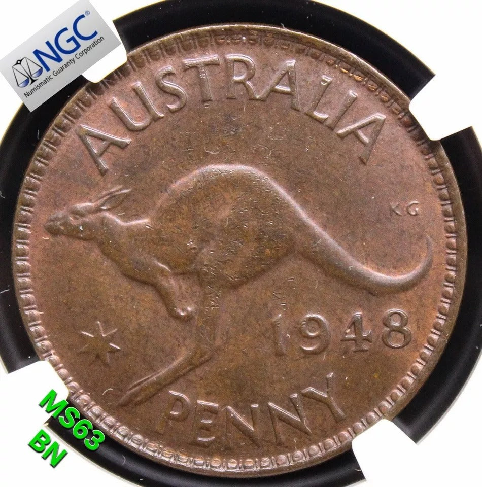 1 Penny 1948, Australia George VI. KM-36. UNC NGC MS63BN