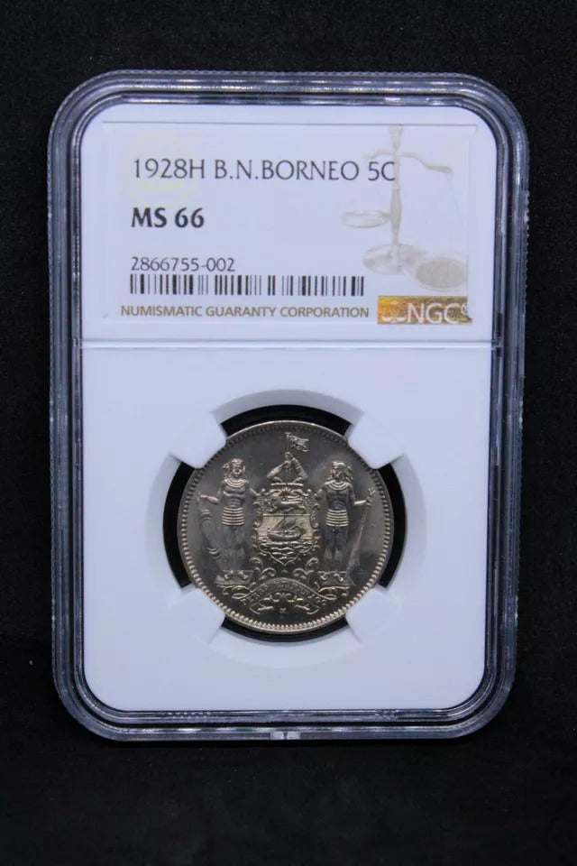 5 cents 1928-H British North Borneo. NGC MS66 KM-5