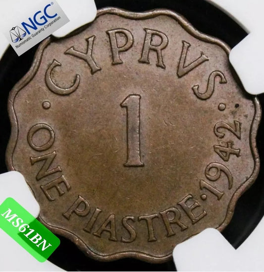 1942 Piastre, Cyprus. King George VI. NGC MS61 UNC KM-23a