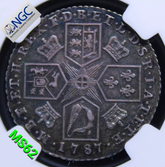 1 Shilling 1787, George III. S.3743, NGC MS62 UNC+Colour