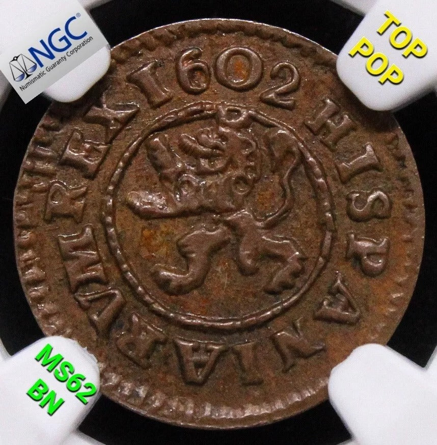 2 Maravedis 1602 -B Spain Felipe III. KM-3 Rare NGC UNC MS62BN