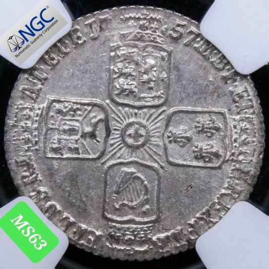 1757 6 Pence, George III. UNC NGC MS63