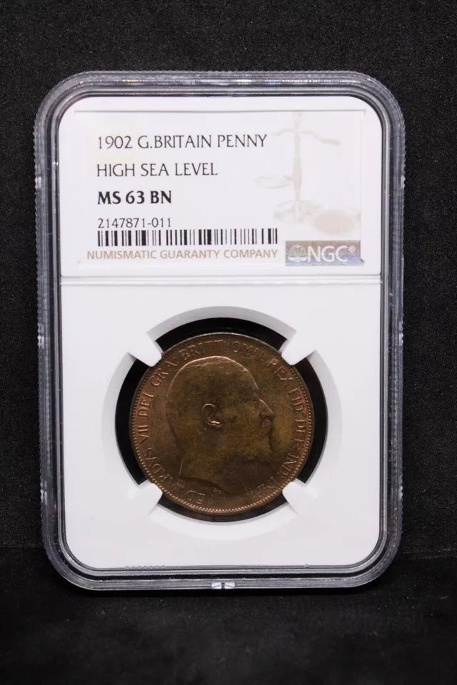 1 Penny 1902. Edward VII. High Tide. S.3990. BU NGC MS63 BN