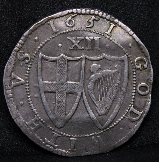 Shilling 1651, England Commonwealth. S.3217 MM: SUN, Hammered silver