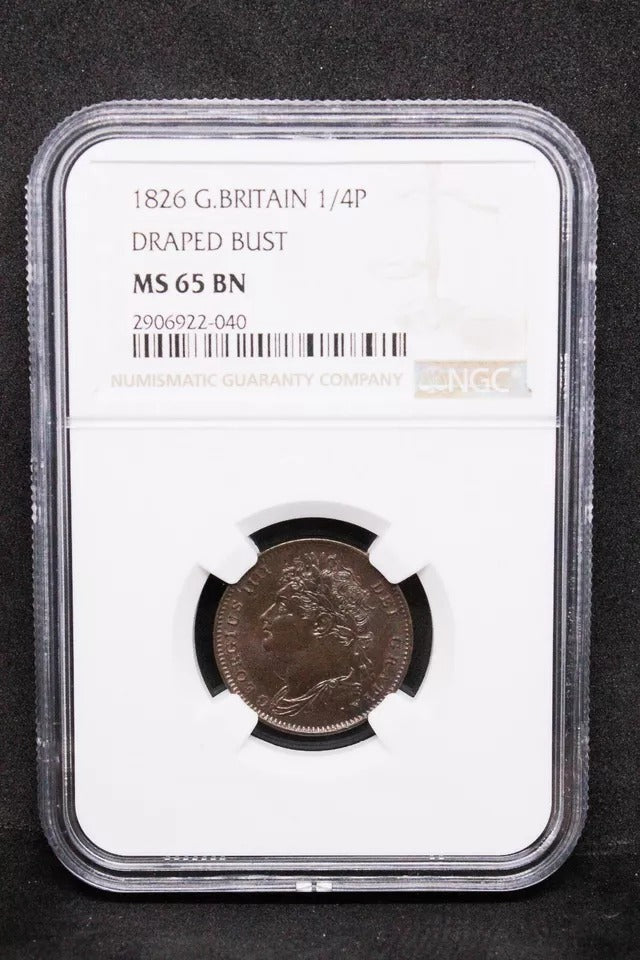 Farthing 1826, George IIII. S.3822. UNC NGC MS65 BN Top POP