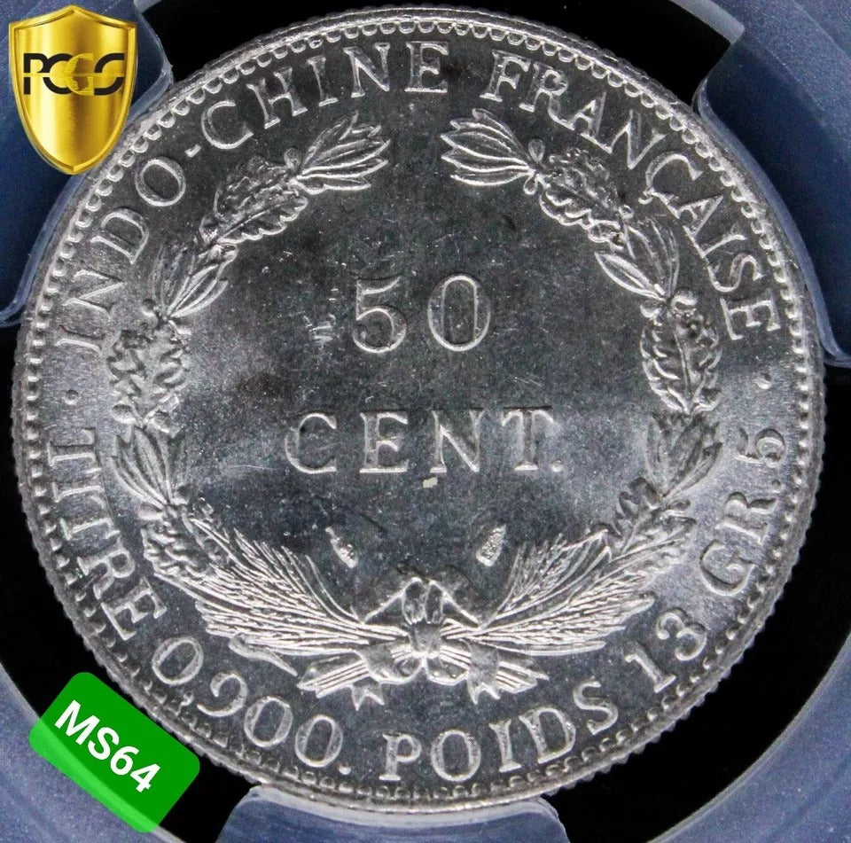 50 Centimes 1936-A French Indo-China KM-4a.2 PCGS MS64