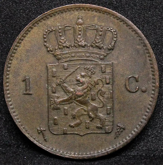 1 cent 1876, Netherlands. KM-100. aUNC