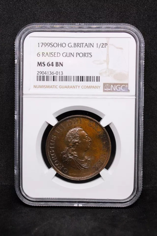 1/2 penny 1799, Great Britain. George III. S.3778. UNC NGC MS64BN