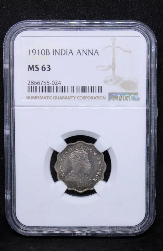 1 Anna 1910, British India. KM-504 UNC NGC MS63