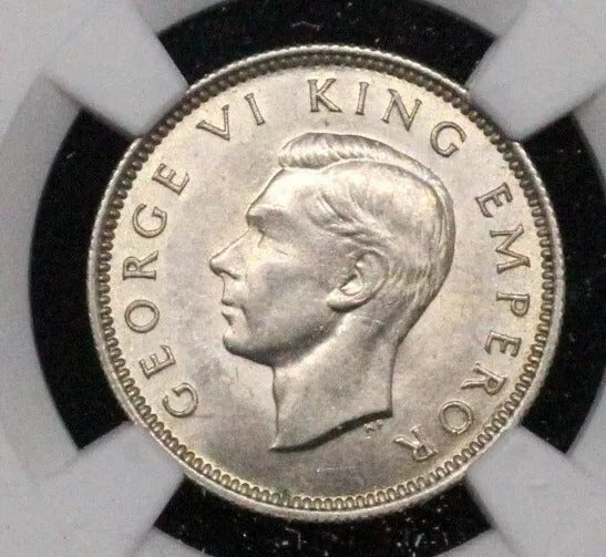 1941 6 Pence, New Zealand. George VI. UNC NGC MS61. KM-8, key date 440k mintage