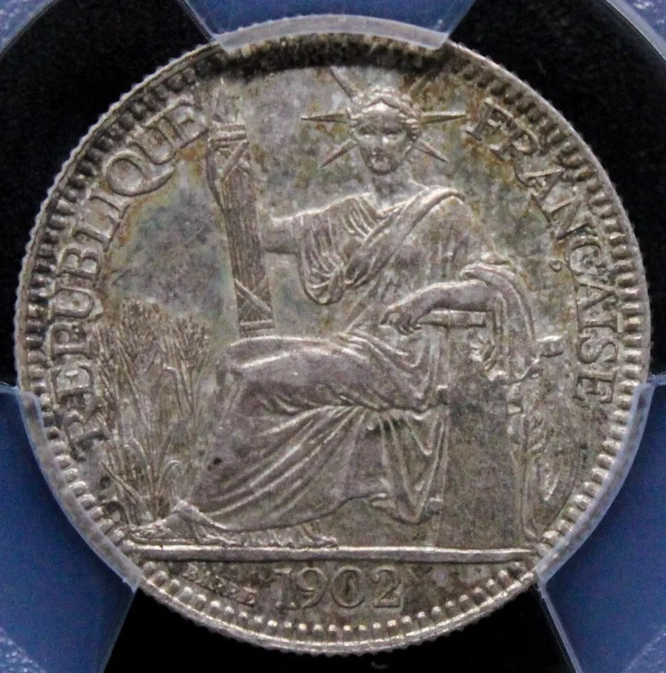 10 Cents 1902-A, Indo-China. KM-9. PCGS MS64